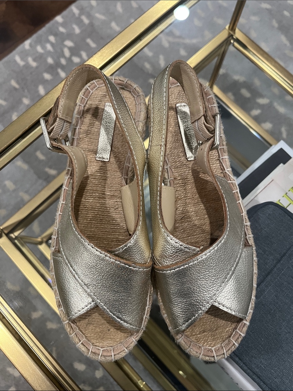 Pour La Victoire Metallic Gold Women's Slingback Espadrille Sandals